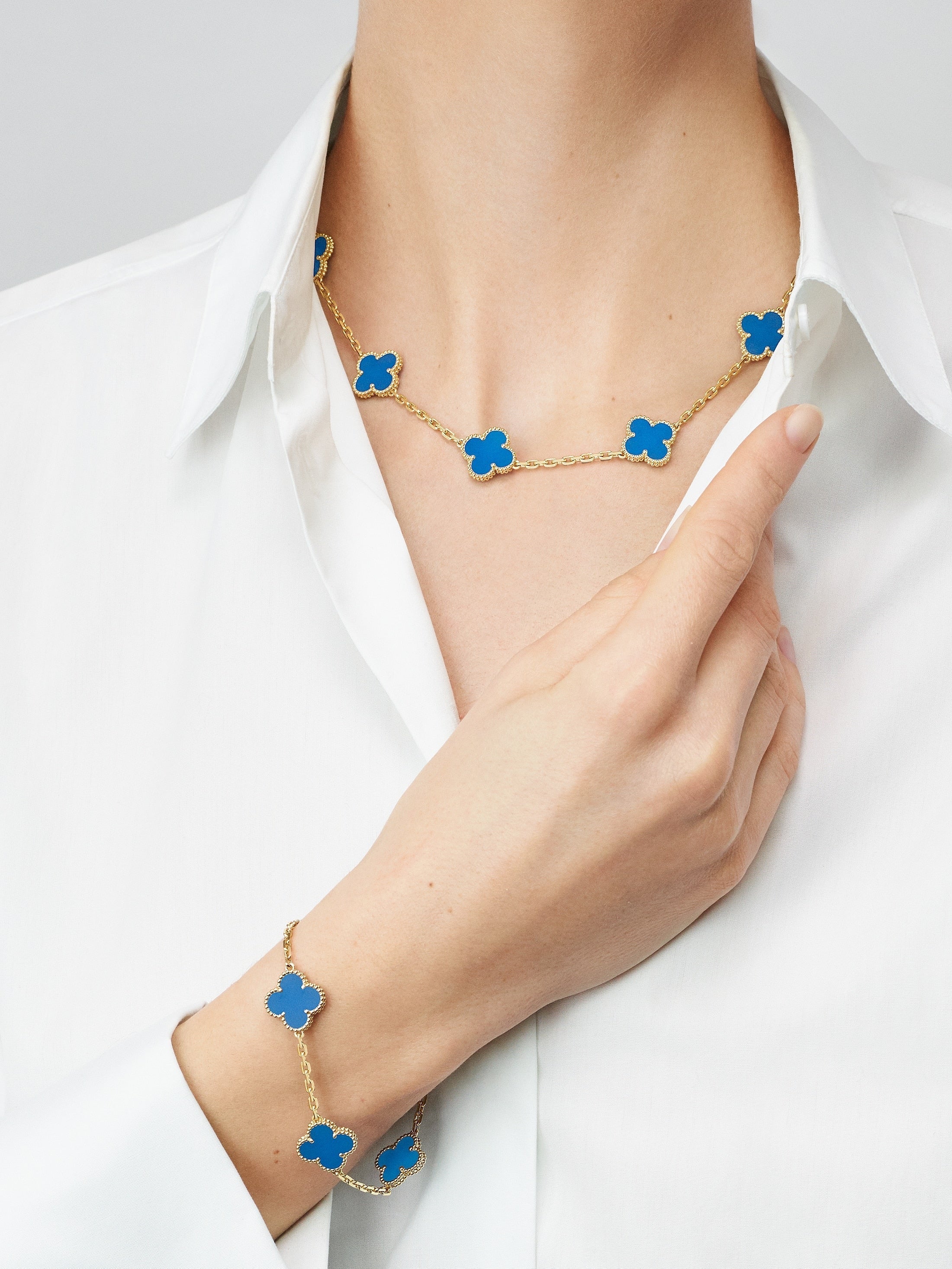 Lavish klaver ketting 10 motieven Blauw