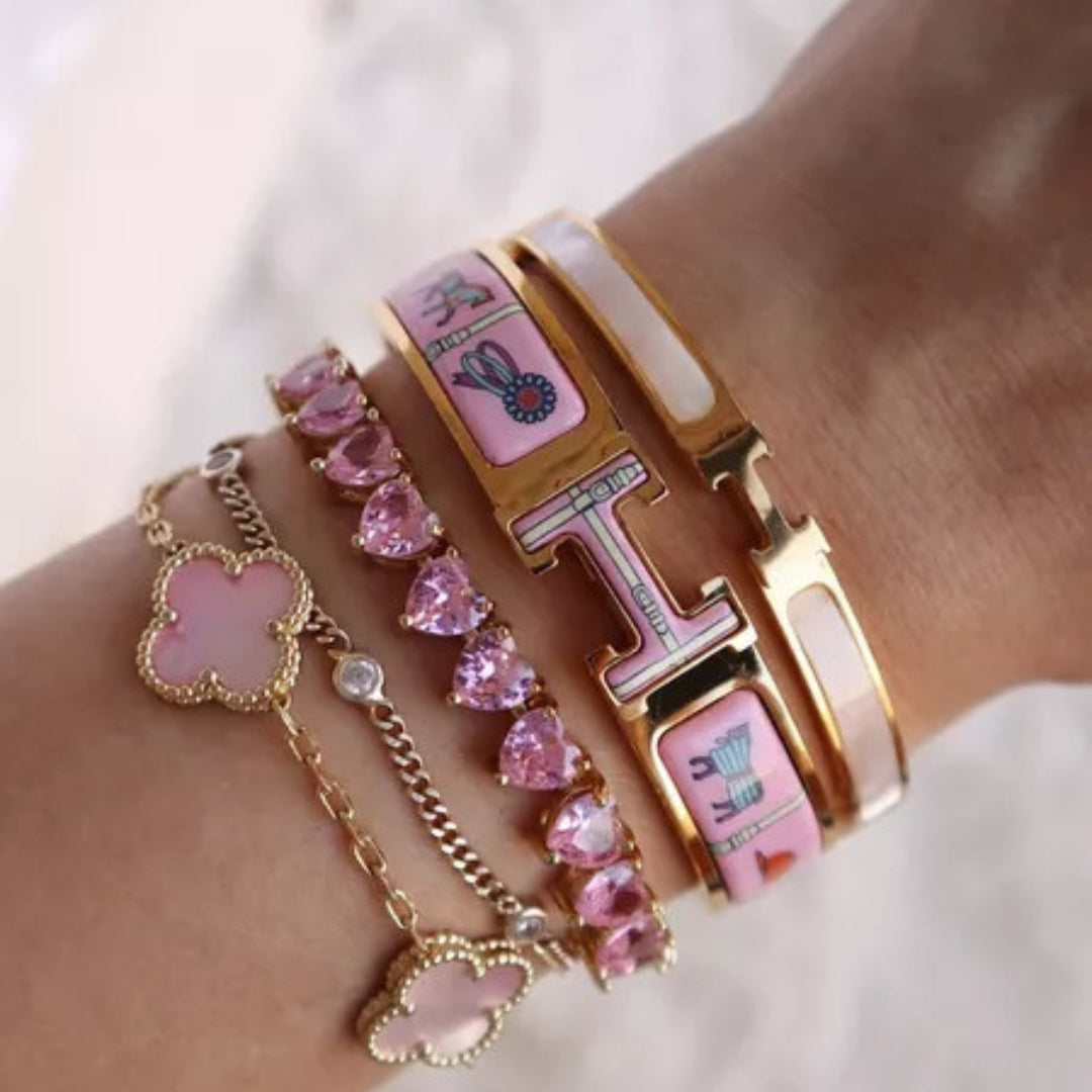 Klavertjevier armband Roze