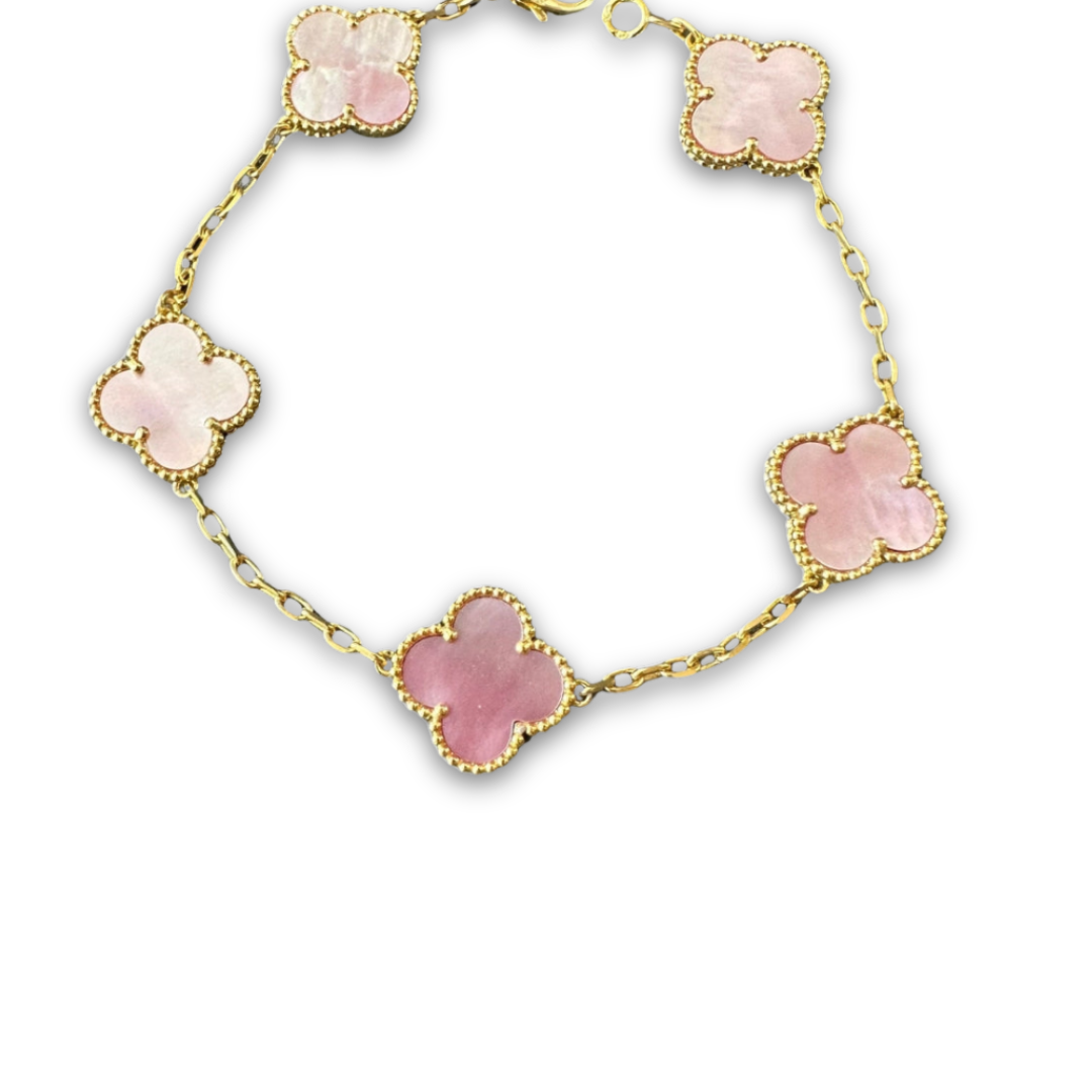 Klavertjevier armband Roze